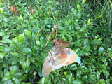 Praying Mantis On Leaf Copper Sculpture by Haw Creek Forge